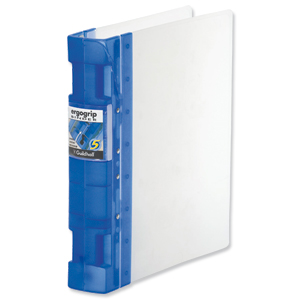 Guildhall GLX Ergogrip Binder Capacity 400 Sheets 4x 2 Prong 55mm A4 Frost Cobalt Blue Ref 4542 [Pack 2]