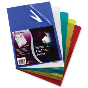 Rexel Nyrex Folder Cut Flush A4 Assorted Ref 12161AS [Pack 25]