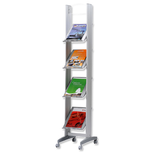 Literature Display Mobile 1 Sided 4 Metal Shelves 38mm Lip