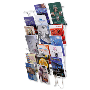 Wall Literature Holder Wire 21 Pockets Chrome