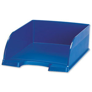Leitz Plus Jumbo Letter Tray Deep-sided with 2 Label Positions Blue Ref 52330035