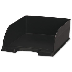 Leitz Plus Jumbo Letter Tray Deep-sided with 2 Label Positions Black Ref 52330095