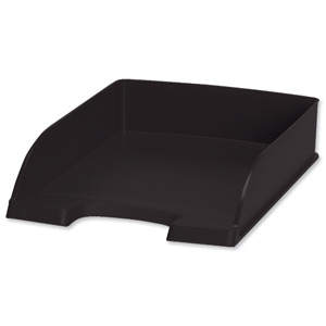 Leitz Plus Letter Tray Robust Polystyrene High-sided with Extra Label-space Black Ref 52270095