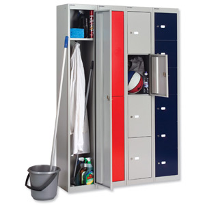 Bisley Locker Deep Steel 1-Door W305xD457xH1802mm Goose Grey/Red Ref CLK181-7370
