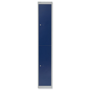 Bisley Locker Deep Steel 2-Door W305xD457xH1802mm Goose Grey/Blue Ref CLK182-7339