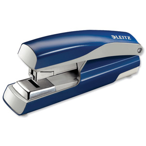 Leitz 5523 Flat Clinch Stapler Opens 180 degrees 26/6 24/6 Capacity 40 Sheets Blue Ref 55230035