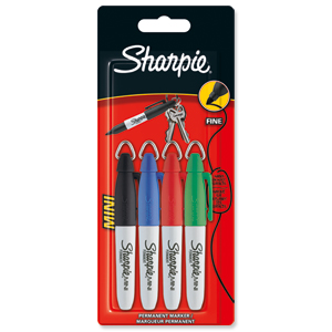 Sharpie Mini Permanent Marker Portable Fine Assorted Black Blue Red Green Ref S0811250 [Wallet 4]