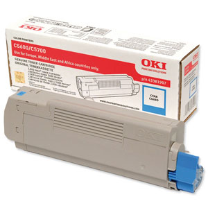 OKI Laser Toner Cartridge Page Life 2000pp Cyan Ref 43381907