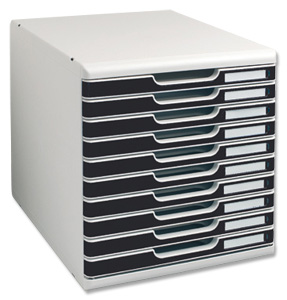 Multiform Modulo Filing Unit 10 Drawer Set with Lock A4 Grey and Black Ref 302014D