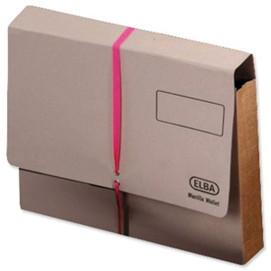Elba Legal Deed Wallet Manilla 100mm for 1000 Sheets Foolscap Buff with Pink Ribbon Ref A22312 [Pack 25]
