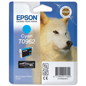 Epson T0962 Inkjet Cartridge UltraChrome K3 for Stylus R2880 Cyan Ref T09624010