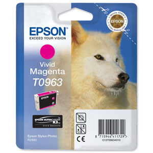 Epson T0963 Inkjet Cartridge UltraChrome K3 for Stylus R2880 Vivid Magenta Ref T09634010