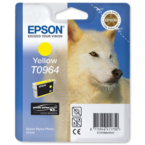 Epson T0964 Inkjet Cartridge UltraChrome K3 for Stylus R2880 Yellow Ref T09644010
