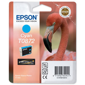 Epson T0872 Inkjet Cartridge UltraChrome Hi-Gloss2 for Stylus R1900 Cyan Ref T08724010