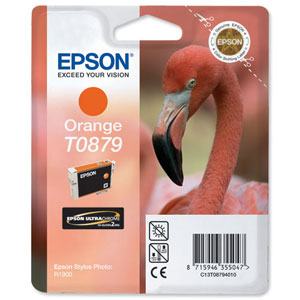 Epson T0879 Inkjet Cartridge UltraChrome Hi-Gloss2 for Stylus R1900 Orange Ref T08794010