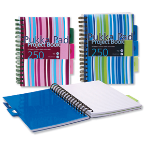 Pukka Pad Project Book Wirebound Perforated Ruled 3-Divider 80gsm 250pp A5 Assorted Ref PROBA5 [Pack 3]