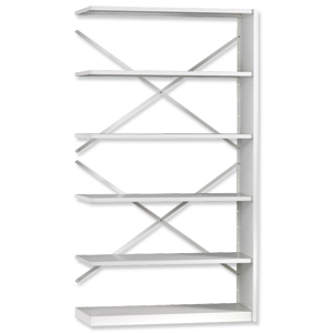 Trexus Delta Office Shelving System Extension Bay Standard Depth 6 Shelves Activecoat W1000xD300xH1880mm