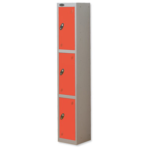 Trexus Plus 3 Door Locker Nest of 1 Extra Depth ACTIVECOAT W305xD460xH1780mm Silver Red Ref 863757