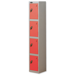Trexus Plus 4 Door Locker Nest of 1 ACTIVECOAT W305xD305xH1780mm Silver Red Ref 864176