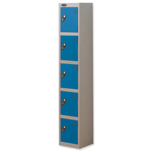 Trexus Plus 5 Door Locker Nest of 1 Extra Depth ACTIVECOAT W305xD460xH1780mm Silver Blue Ref 864702