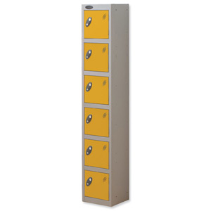 Trexus Plus 6 Door Locker Nest of 1 Extra Depth ACTIVECOAT W305xD460xH1780mm Silver Yellow Ref 865210