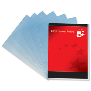 5 Star Folder Cut Flush Polypropylene Copy-safe Translucent A4 Frosted Clear Ref [Pack 100]