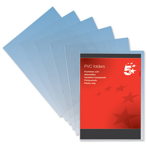 5 Star Folder PVC Cut Flush A4 Clear [Pack 10]