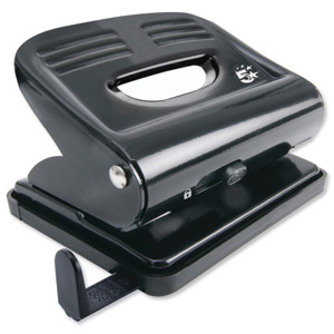 5 Star Punch 2-Hole Plastic Base Metal Handle Capacity 18x 80gsm Black
