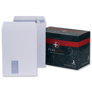 Plus Fabric Envelopes Pocket Peel and Seal Horizontal Window 120gsm C4 White [Pack 250]