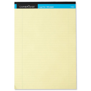 Cambridge Legal Pad Perforated Tear-off Feint Ruled with Margin 100pp A4 Yellow Ref 100080179 [Pack 10]